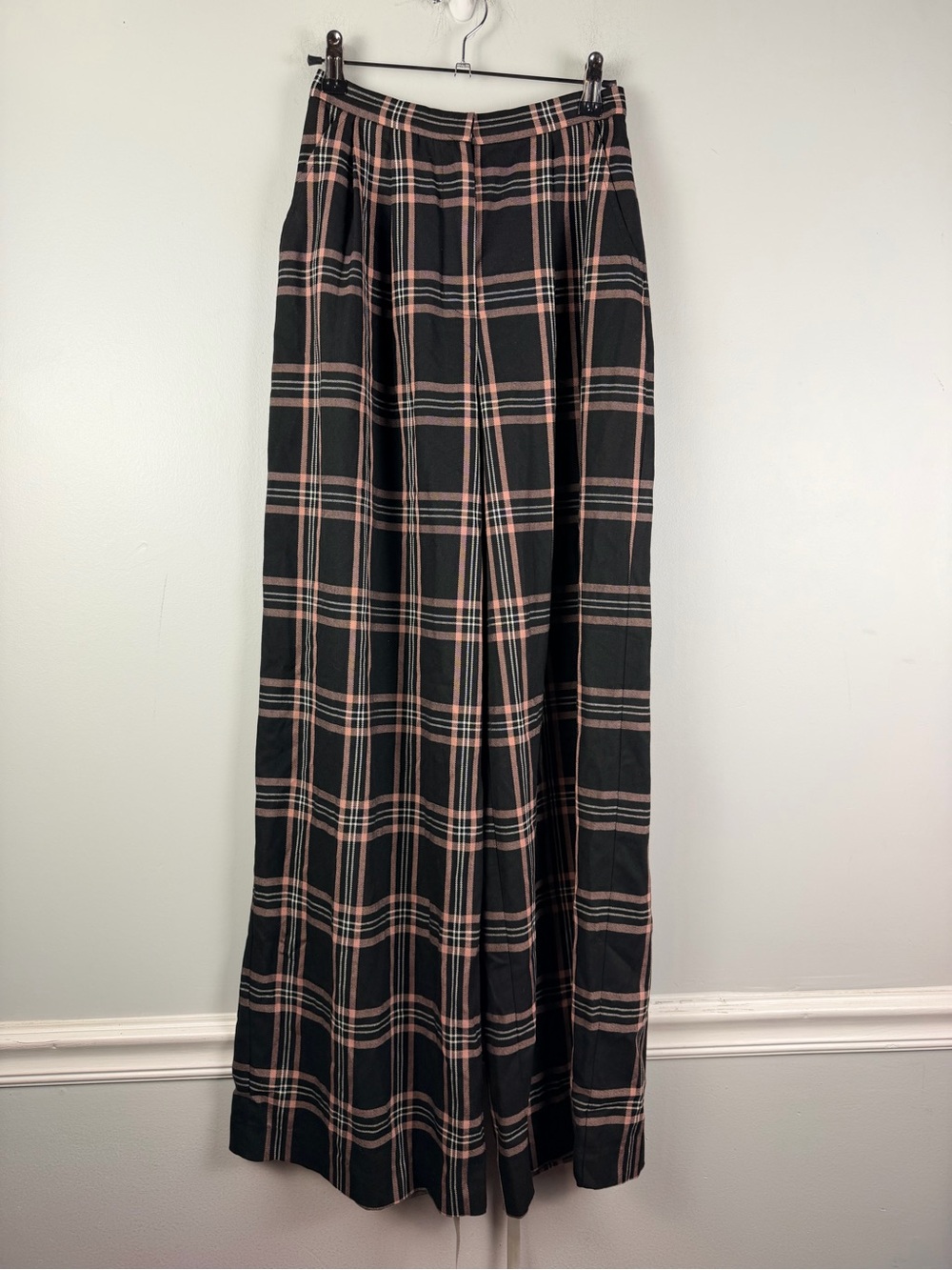 New Mistress rocks pink black plaid tyrant wide leg pants size XS